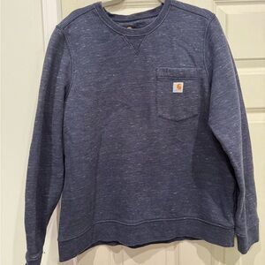 Carhartt Blue Crewneck Sweater with Ribbed Collar